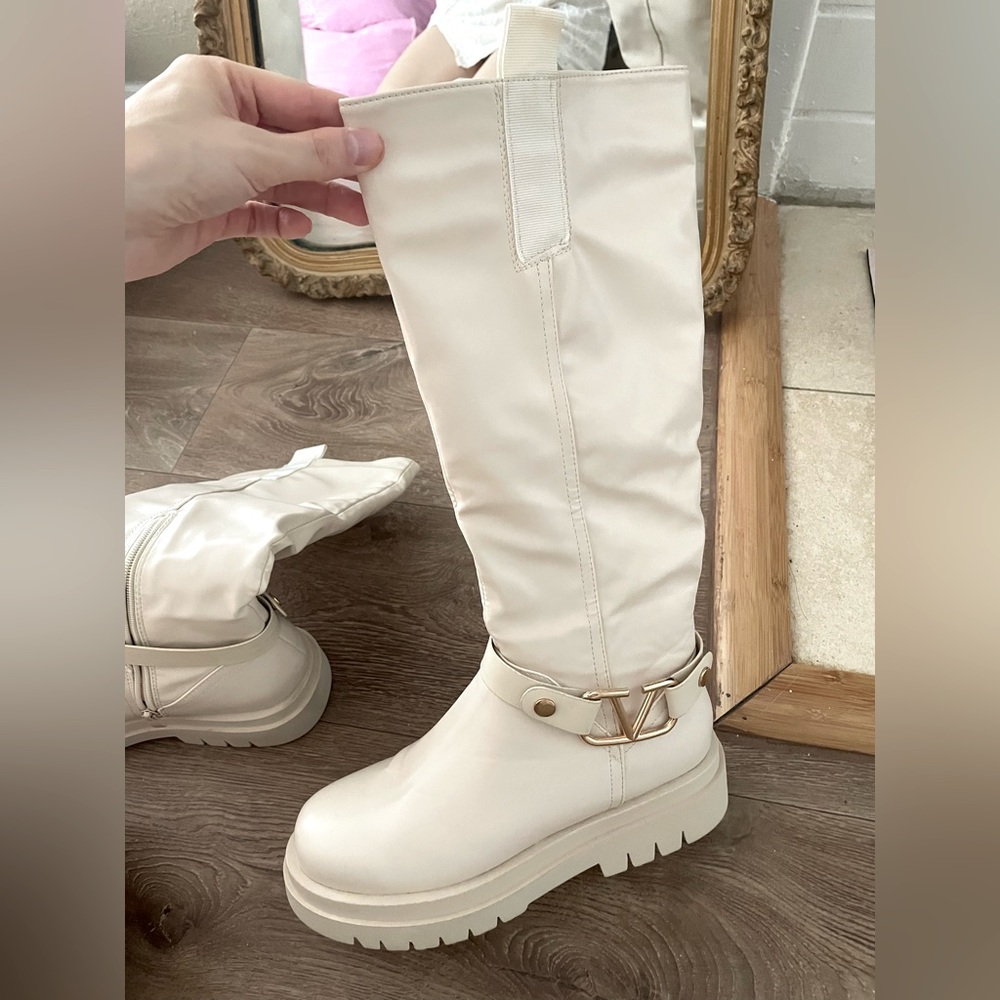 Faux Leather Chunky Knee Boots 👢